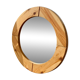 Round mirror in raw wood