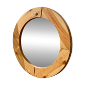 Miroir rond en bois brut