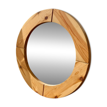 Miroir rond en bois brut