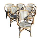 Set of 6 rattan terrace bistro armchairs type "Parisian"