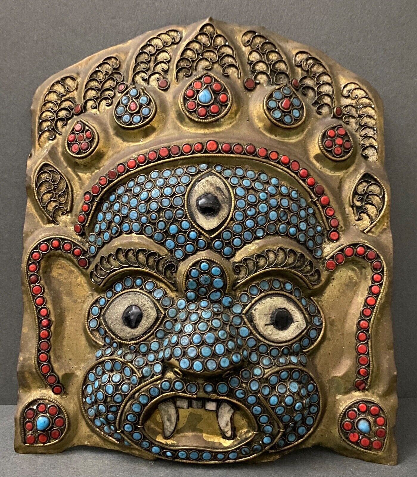 Ritual mask tibetan tibet demon protector mahakala stones