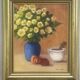 Painting Oil canvas mounted on panel, Still life with bouquet Nadine Chatre