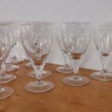 Old very fine stemmed glasses in chiseled crystal from the 50s