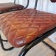 Set of 4 Vintage Quilted Leather Dining Chairs: Black Metal Base