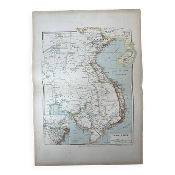 Carte originale de l’Indochine française 37,5x53,5cm
