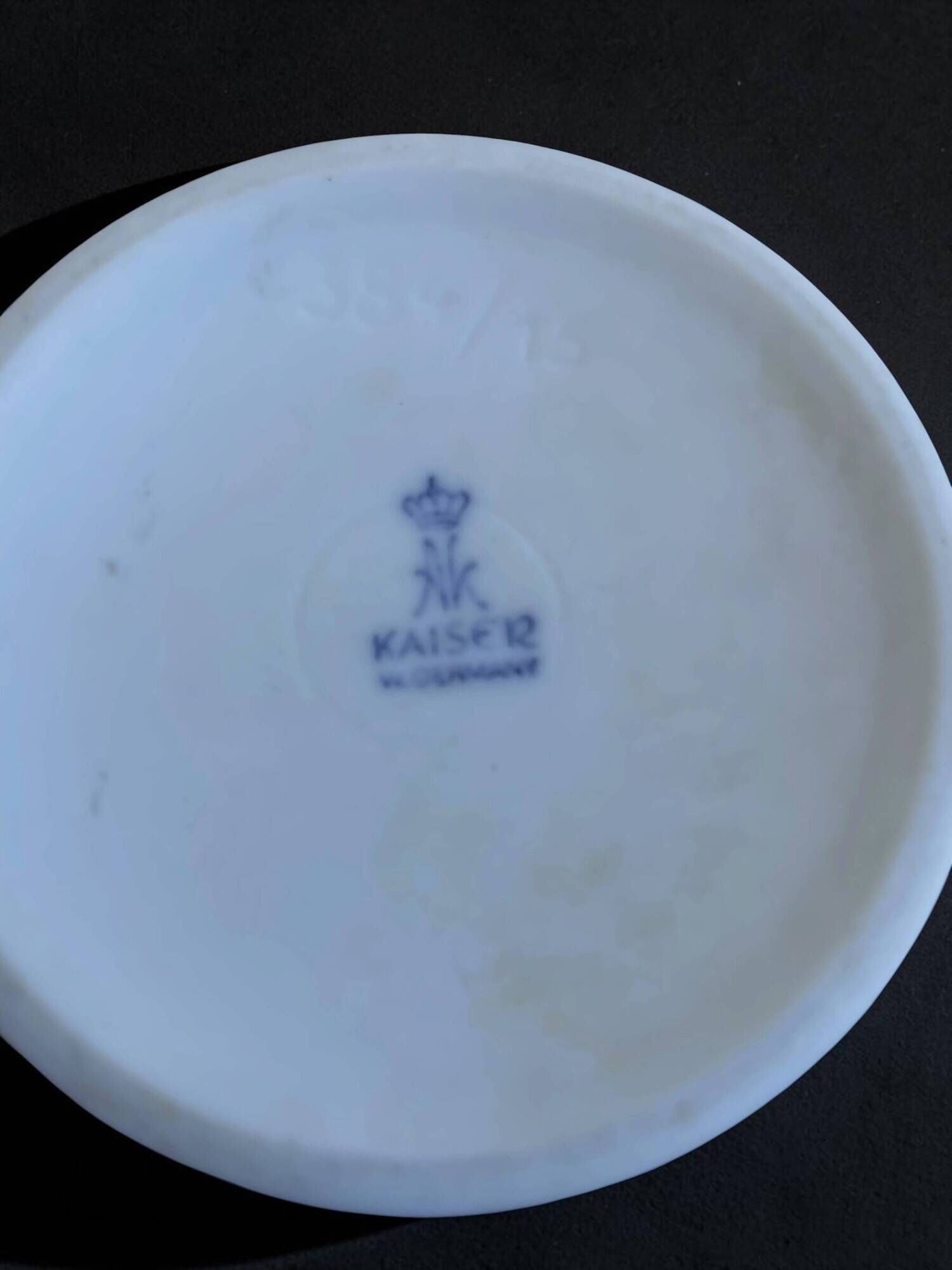 KAISER vase in biscuit porcelain with botanical relief, 1960s