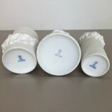 Set of 3 Original OP Art Biscuit Porcelain Vases by AK Kaiser, Germany, 1970s