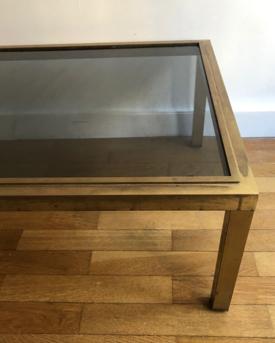 Low table smoked glass and brass