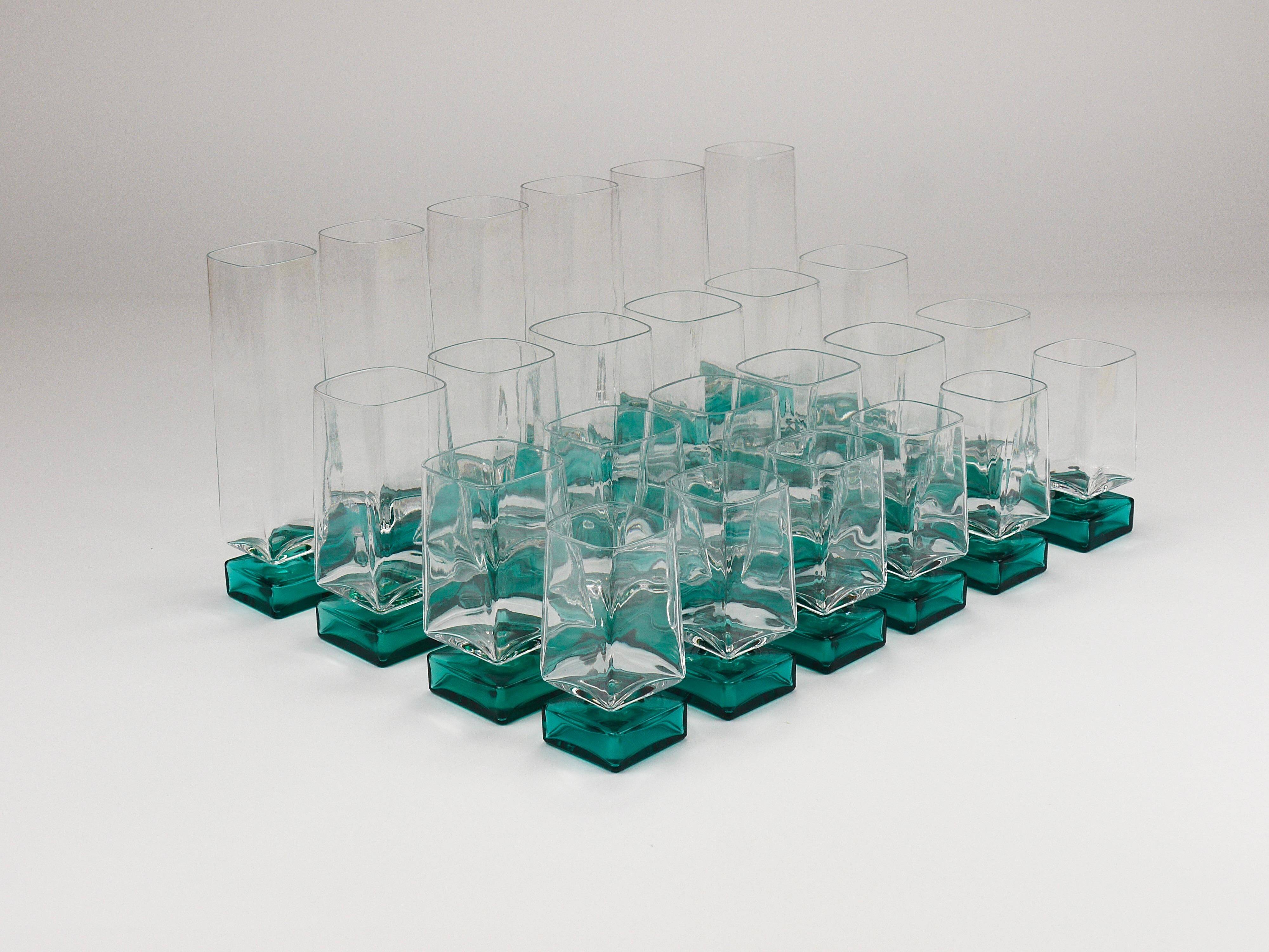 Set of 24 Luigi Bormioli Postmodern Light & Music Monet glasses, Italy, 1980s.