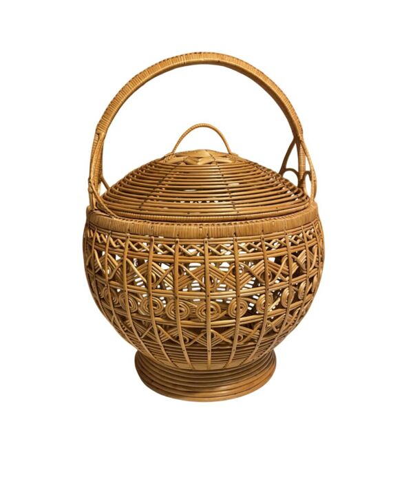 Panier ancien XXL en rotin tressé