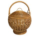 Large vintage woven rattan basket