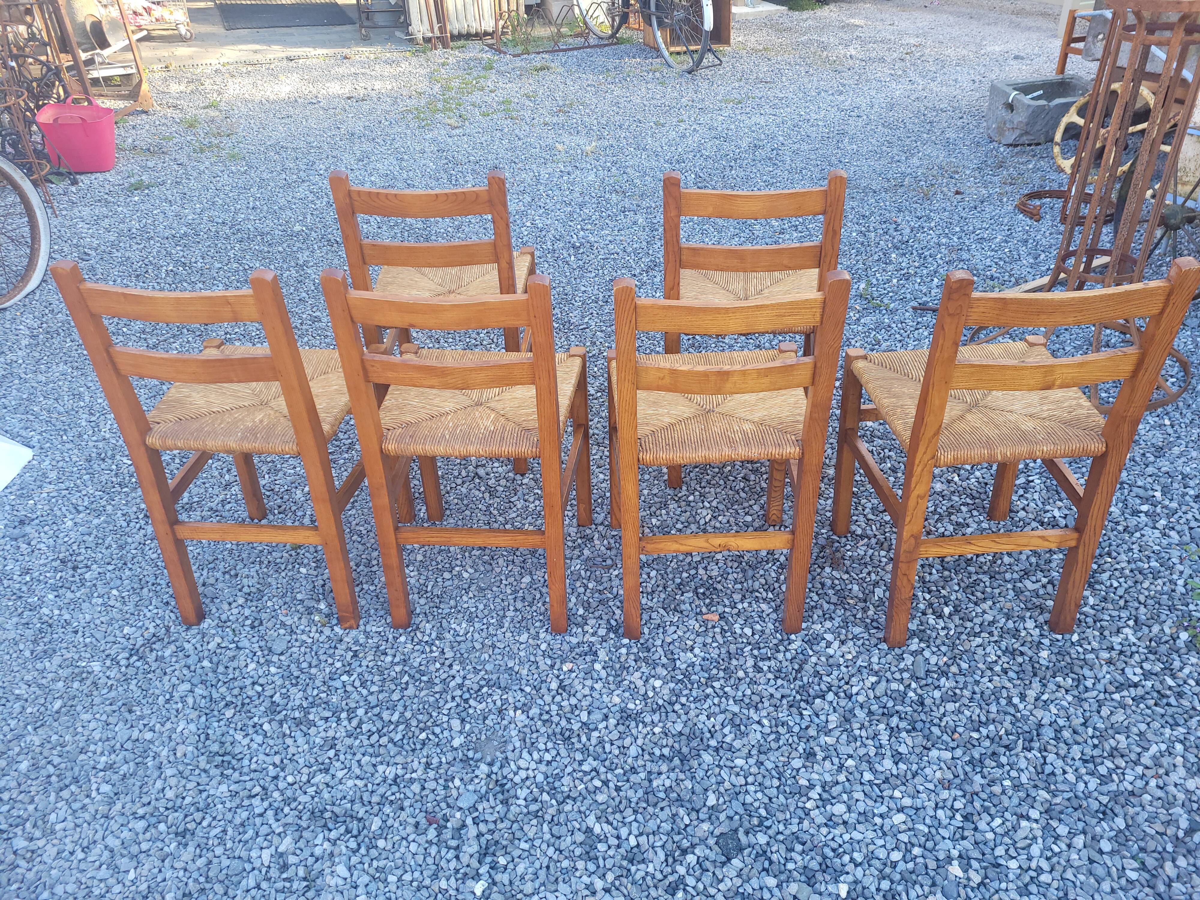 6 rustic oak chairs