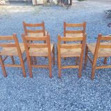 6 rustic oak chairs
