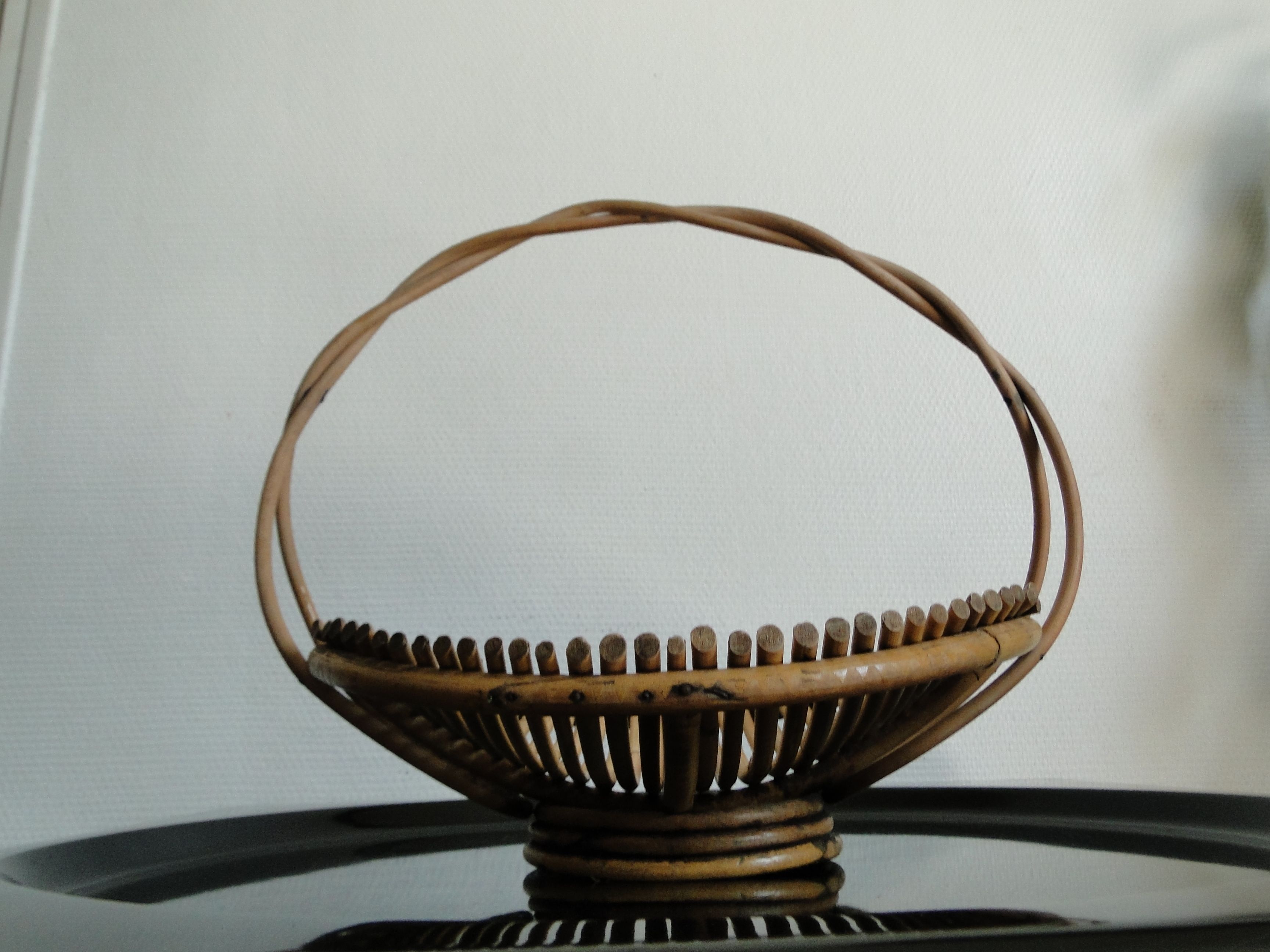 Vintage rattan basket fruit basket France 1960s