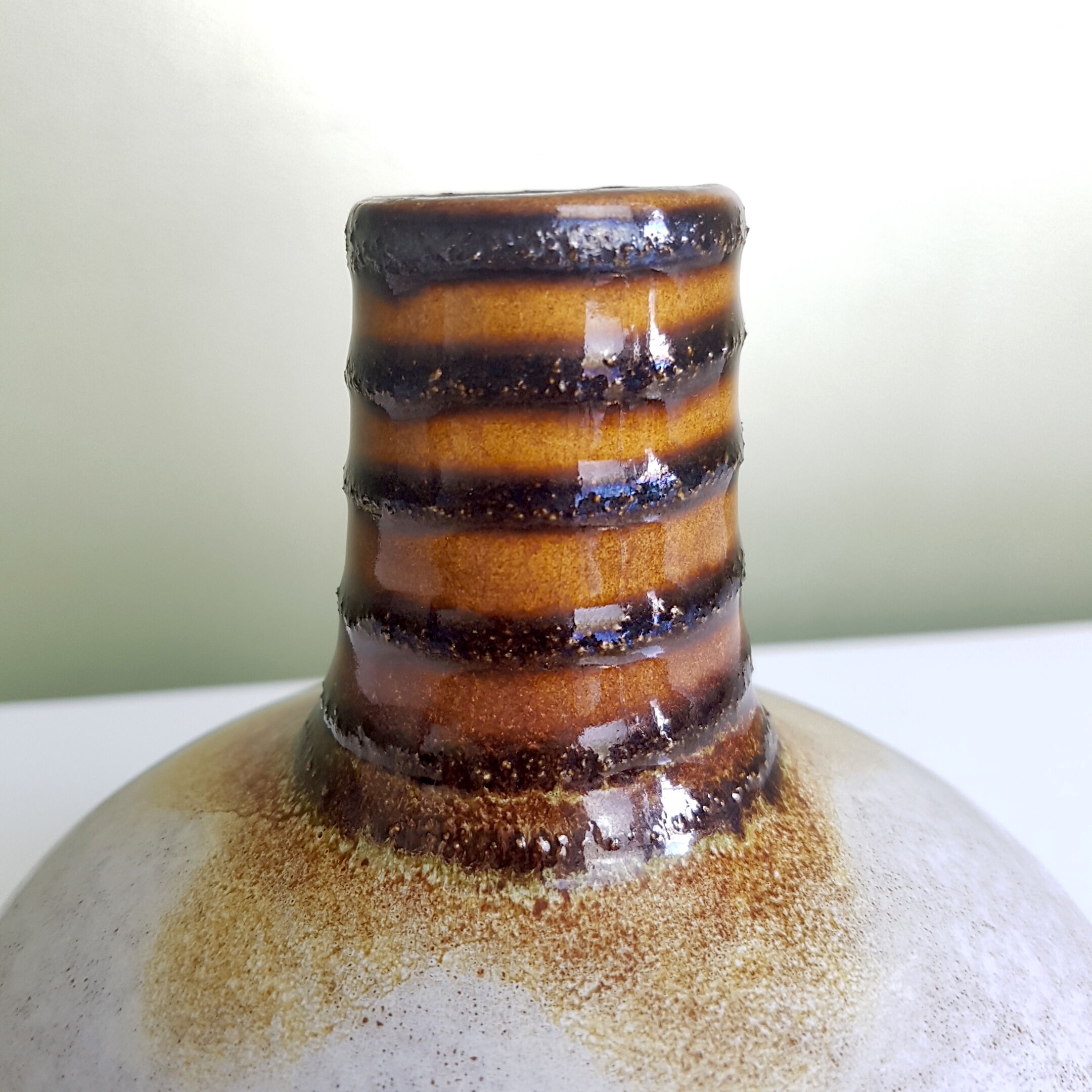 Col Brown vase ceramic spiral pattern German Fat Lava Era