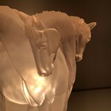 Plexiglass horse lamp in the style of Lalique.