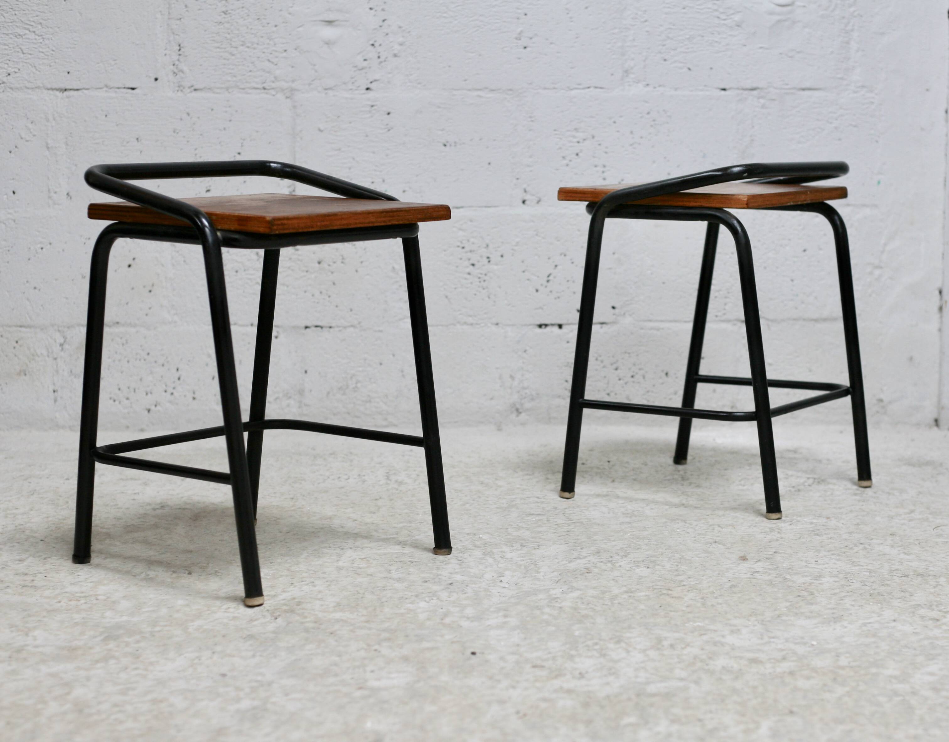Pair of modernist stools, France, 1960s
