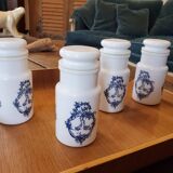 4 opaline bottles blue pattern