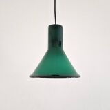 Lampe à suspension Mini P&T en verre vert par Michael Bang pour Holmegaard, Danemark 1970