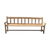 Banc à dossier en chêne bois brut XIX ème