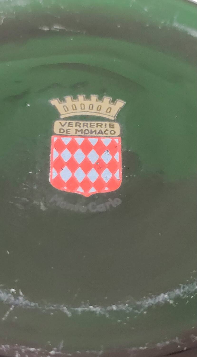 Monaco/Monte Carlo Glassworks vase. Emerald green blown glass