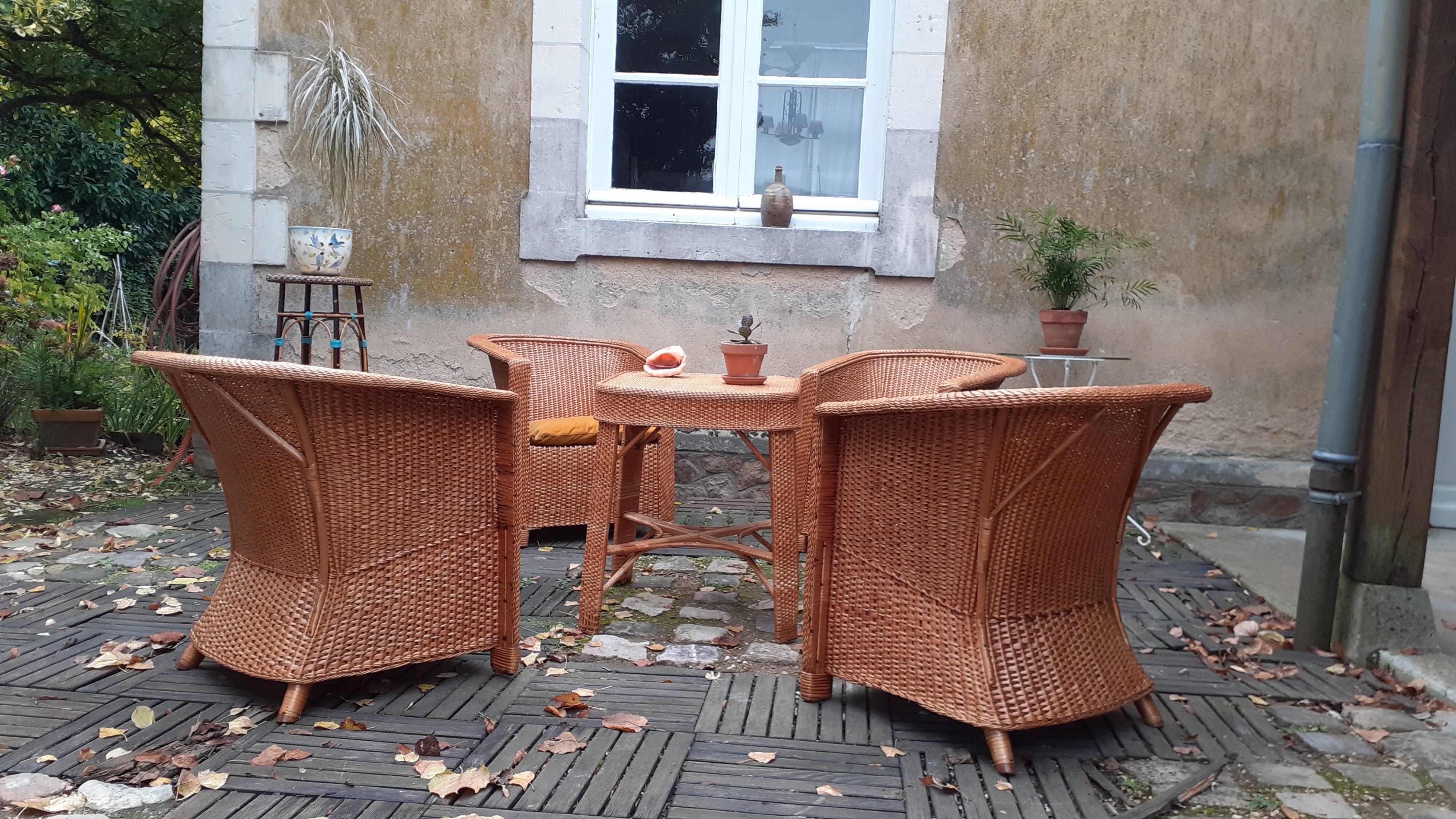 5-piece vintage rattan lounge set 60s