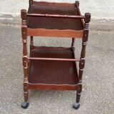 Solid wood serving trolley on wheels