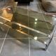 Table basse double plateau verre chrome style Bauhaus vintage 1970