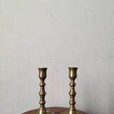 Pair of brass candlesticks, Scandinavian country decor
