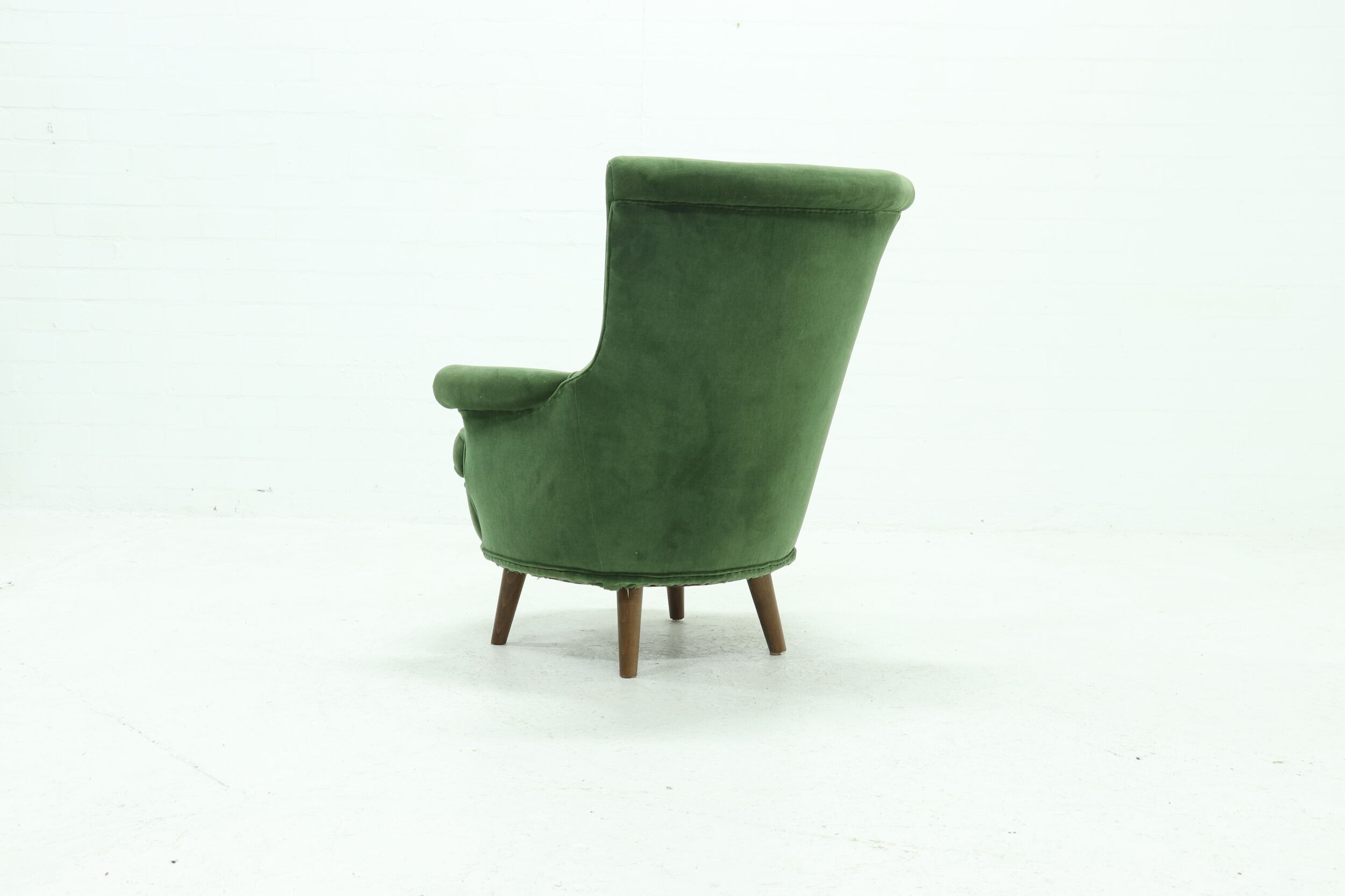 Vintage Green Velour Armchair 1950s