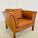 Mid-century vintage Scandinavian leather lounge chair in cognac leather