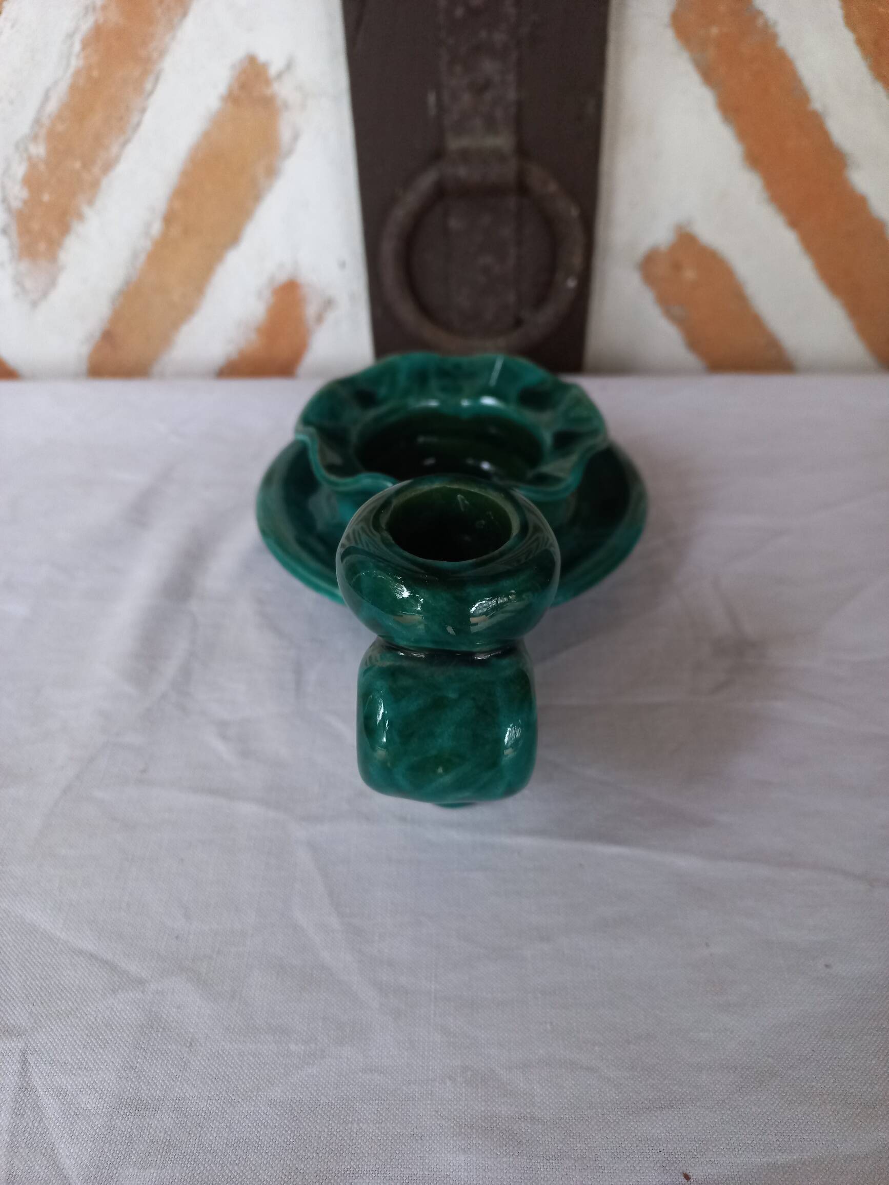 Vintage green candle holder