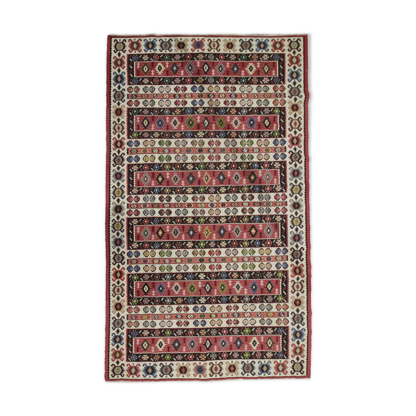 Antique Serbian Pirot Kilim Area Rug Traditional Flat Woven Rug- 200x300cm