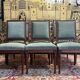 Set of 6 Louis XVI style chairs in green velvet
