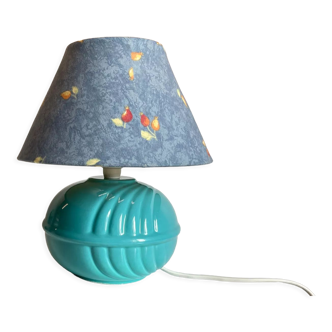 Lampe boule céramique bleue années 80