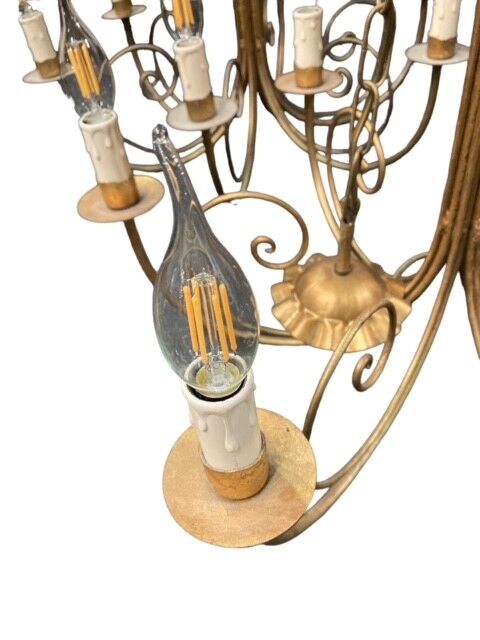 Pair of metal dore pendant lamps