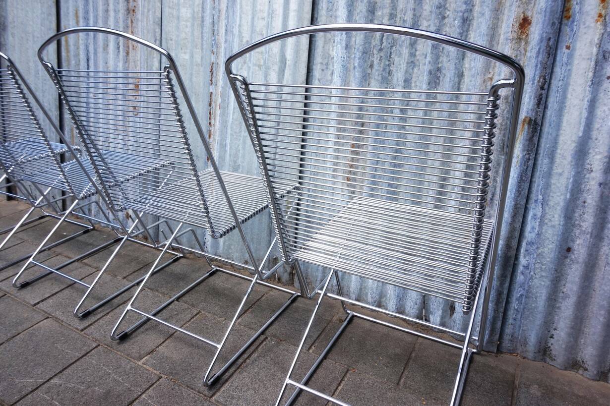 Set of 4 wire chairs, 1980s