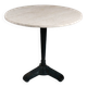 Table de bistrot/salle à manger en travertin vintage avec base en métal. (B)