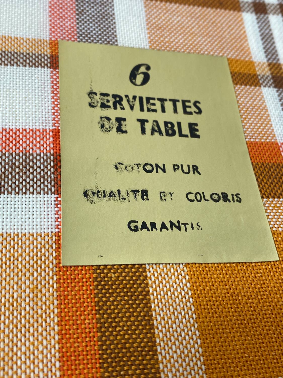 Serviettes de tables pur coton neuves vintage