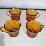 4 tasses à café verre ambré Duralex vintage