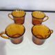 4 vintage Duralex amber glass coffee cups