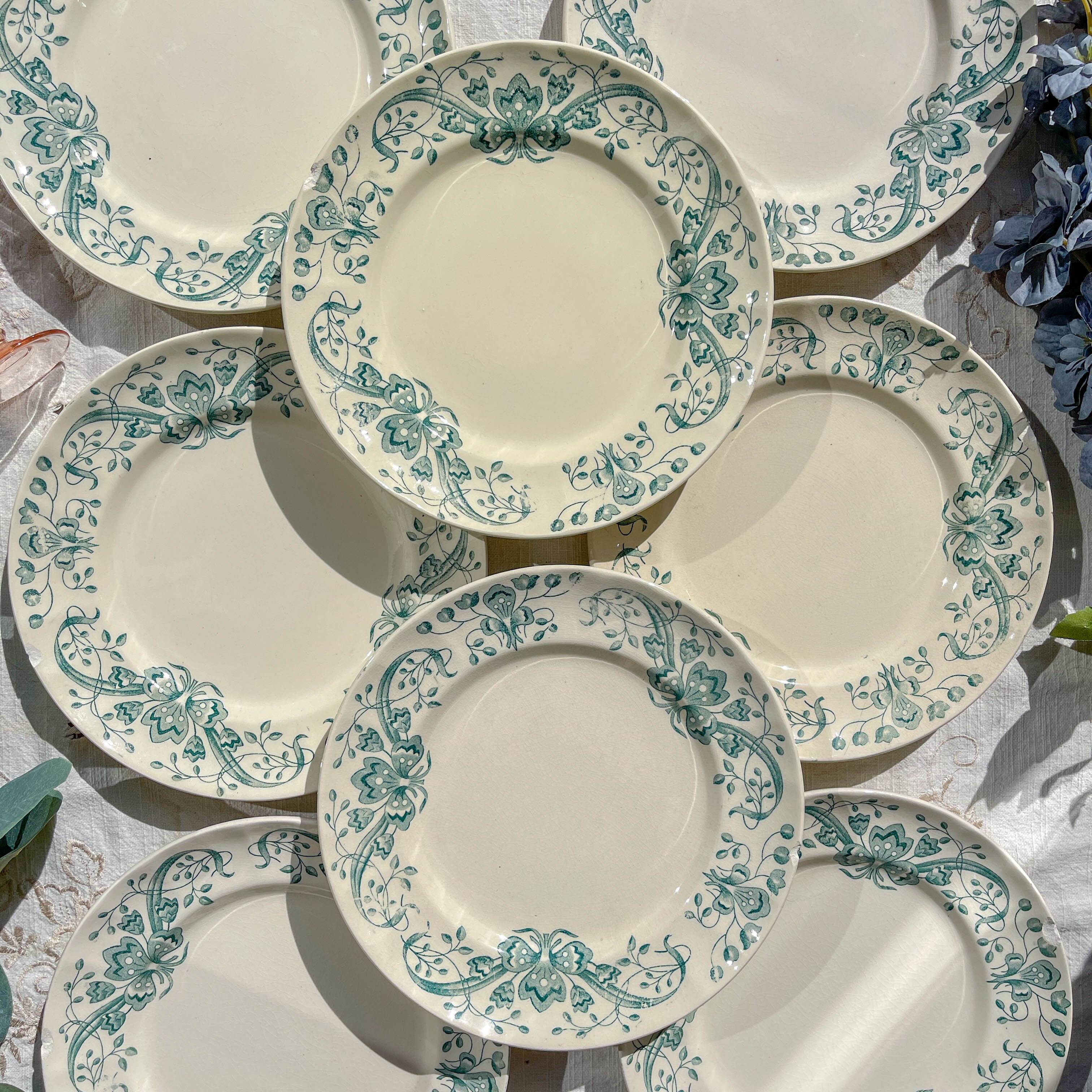 Lot of 8 Small Antique Iron Earth Plates "Figuig" Longchamp 19th Century