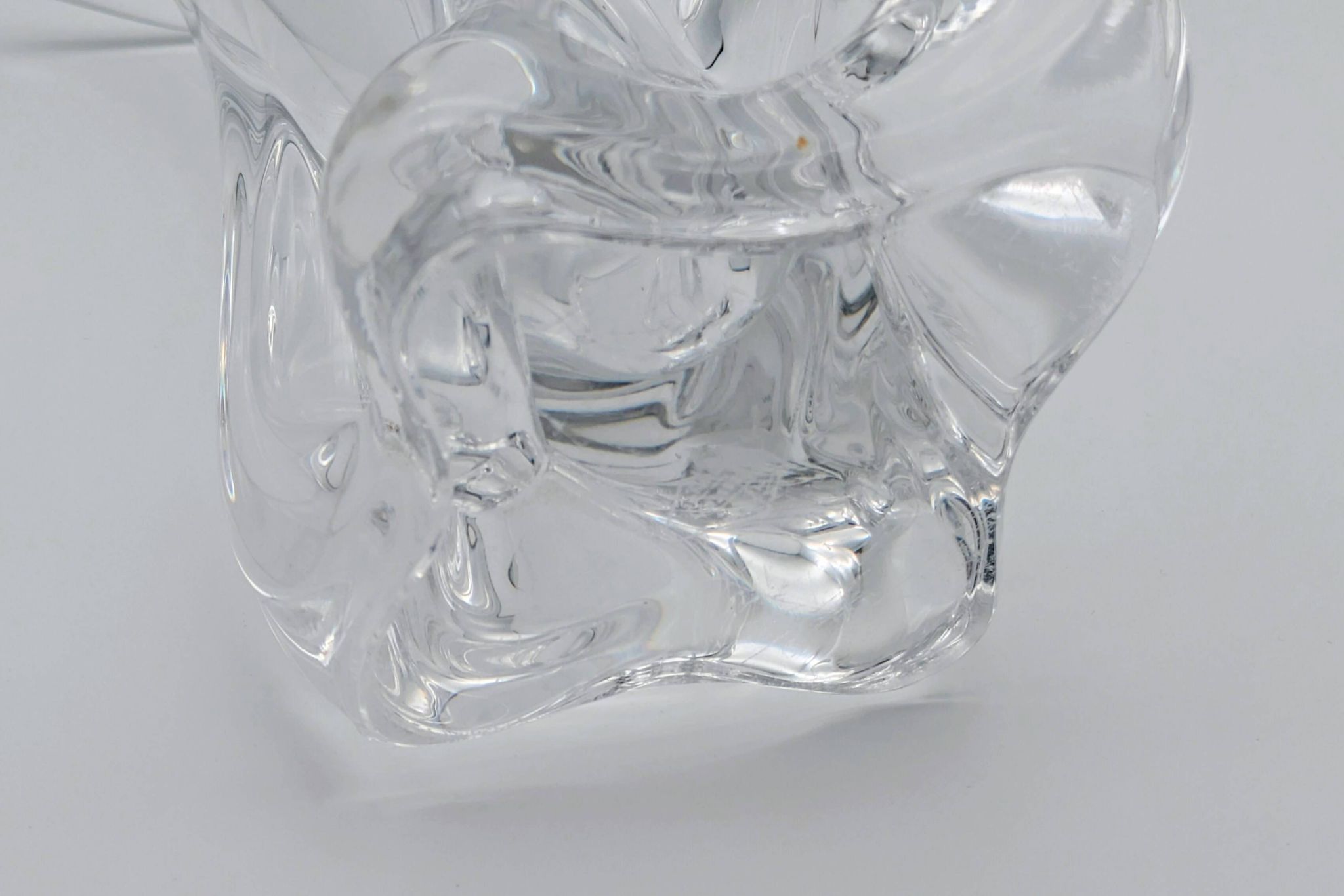 Art Vannes France - Large Sculptural Free-Form Vase - Solid Crystal 1950