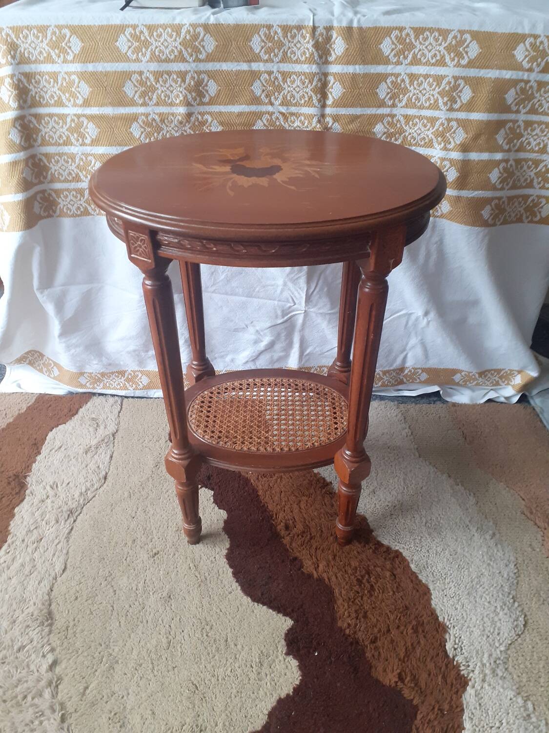 Wooden and cane serving trolley