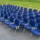 Lot de 20 chaises DSC 106 bleues de Giancarlo Piretti pour Castelli.