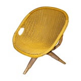 Armchair in rattan and scoubidou