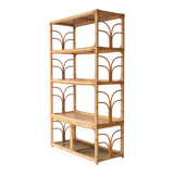 Large shelf in rattan and smoked glass