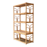 Large shelf in rattan and smoked glass