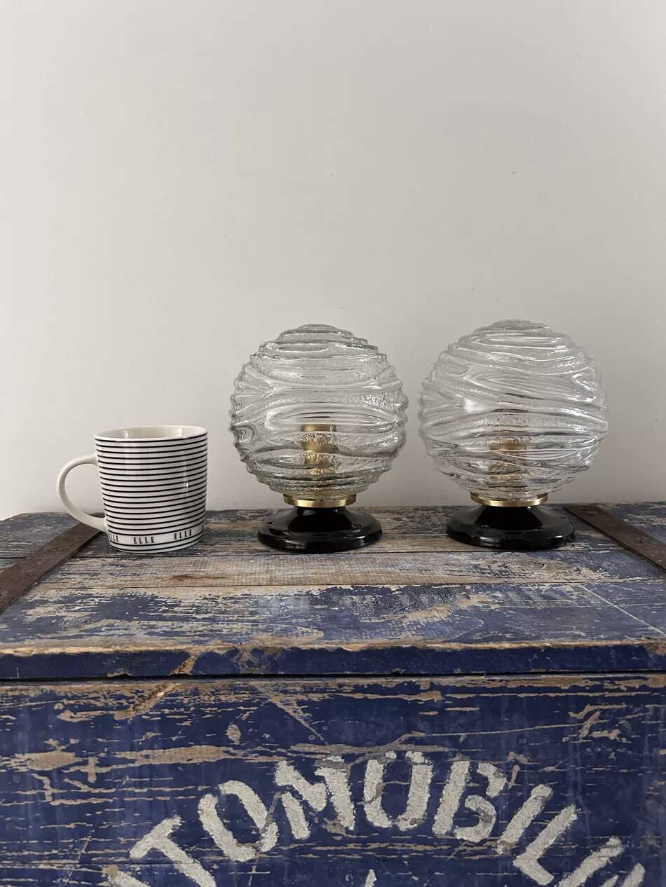 Pair of seventies globe wall lights