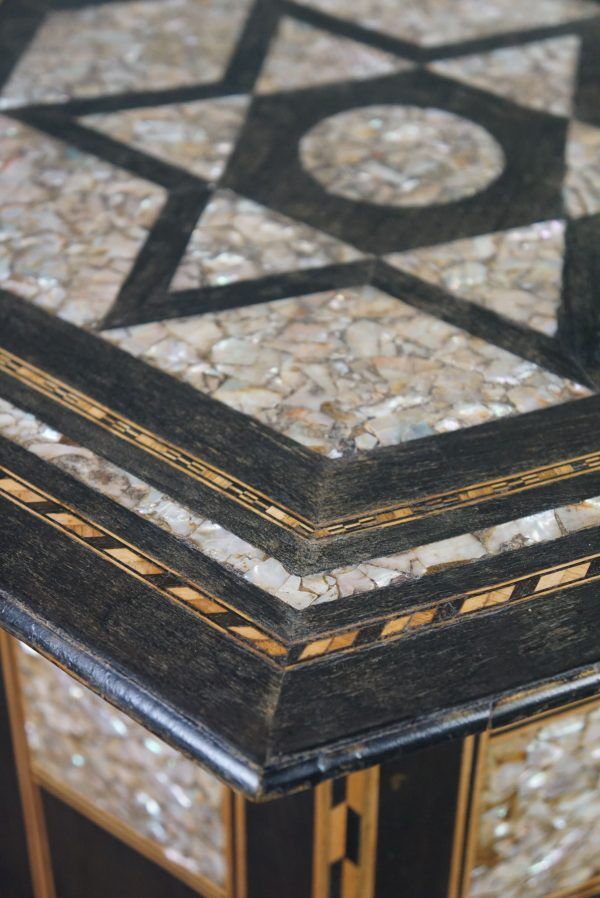 Side table in mother-of-pearl, ancient oriental mosaic